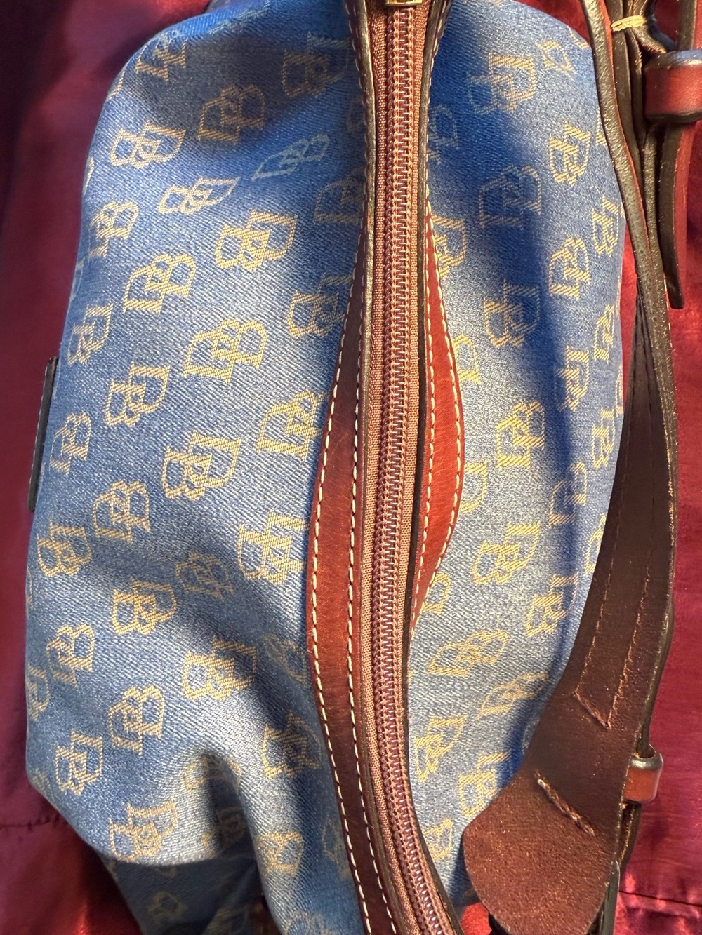Dooney & Bourke Blue Denim Logo Shoulder Bag with Wallet and Wristlet - Picture 7 of 16